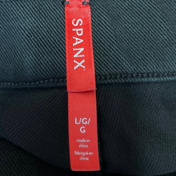 Spanx Black High Waist Tapered Pull On Stretch Ankle Jegging Denim Jeans Size L - Picture 4 of 4